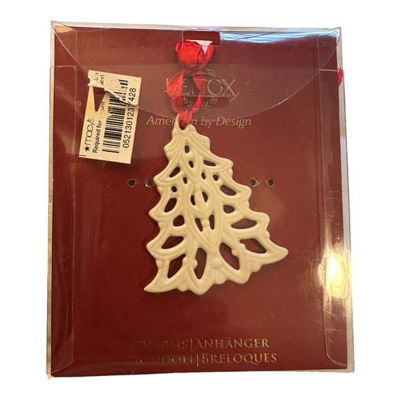 Lenox Pierced Porcelain Christmas Tree Ornament Charm 2 1/2 inch - Picture 3 of 4